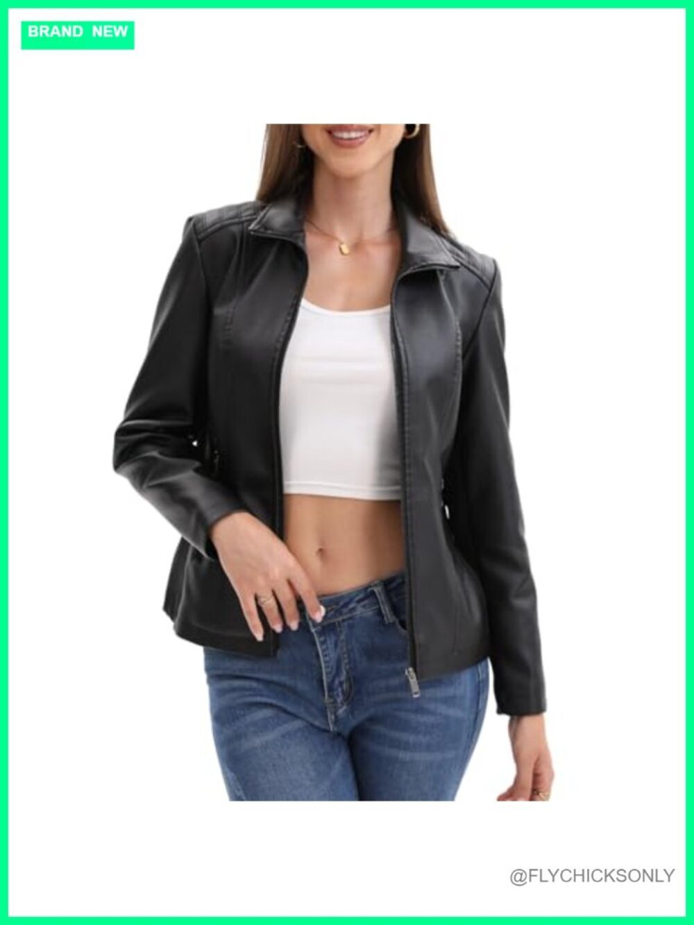 Faux Leather Motorcycle Jacket Zip Up Going Out Coat